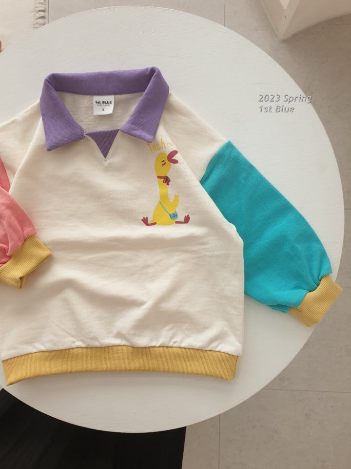 1st Blue - Korean Children Fashion - #kidsstore - Duck Collar Tee - 2
