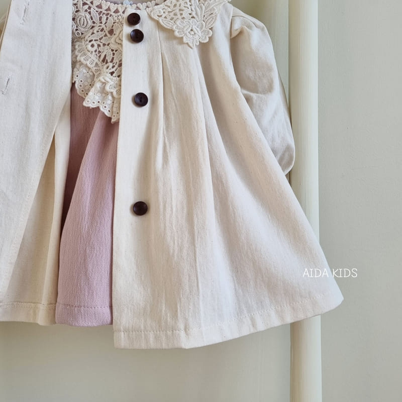 Aida - Korean Baby Fashion - #babyboutique - Cream Outer One-piece - 5