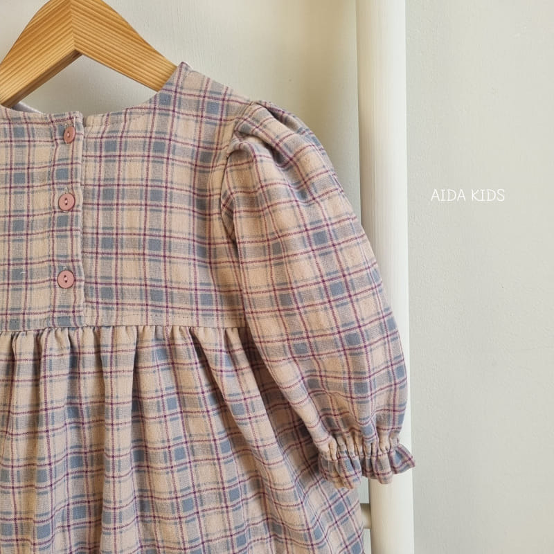 Aida - Korean Baby Fashion - #babywear - Purple Check One-piece - 2