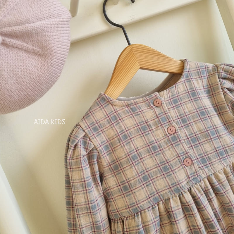 Aida - Korean Baby Fashion - #onlinebabyboutique - Purple Check One-piece - 3