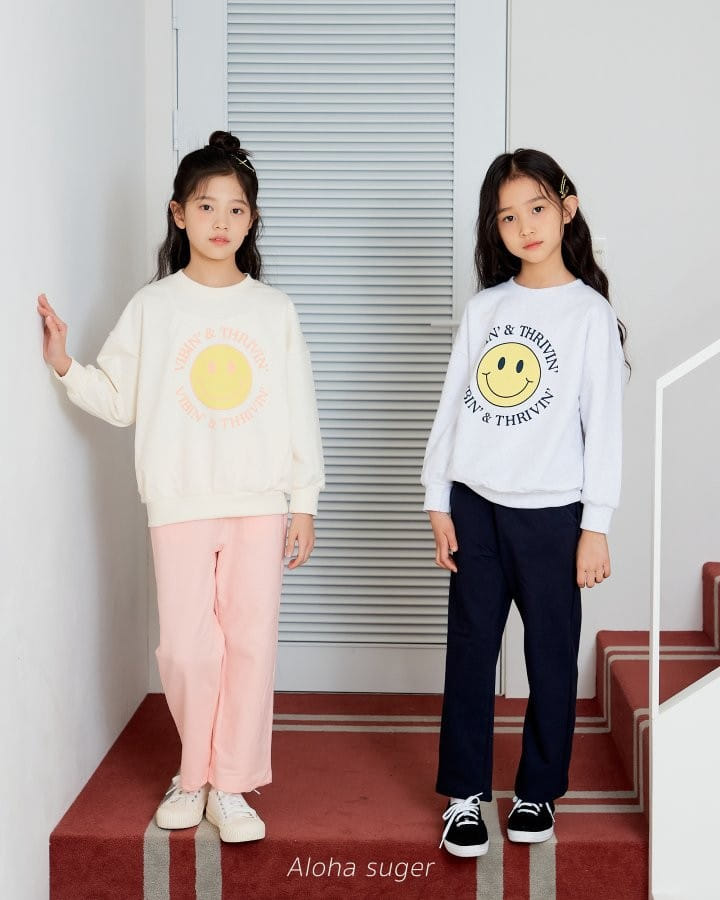 Aloha Suger - Korean Children Fashion - #childofig - Smlie Top Bottom Set - 2