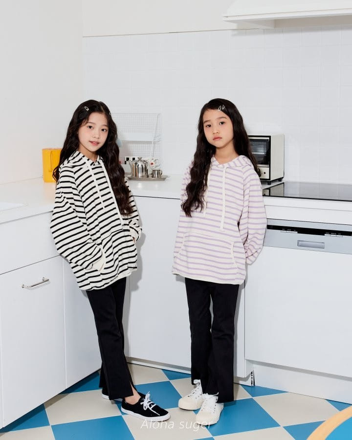 Aloha Suger - Korean Children Fashion - #childofig - Stripes Hoody Long Tee - 6