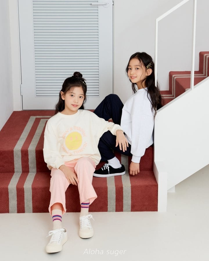 Aloha Suger - Korean Children Fashion - #childrensboutique - Smlie Top Bottom Set - 3