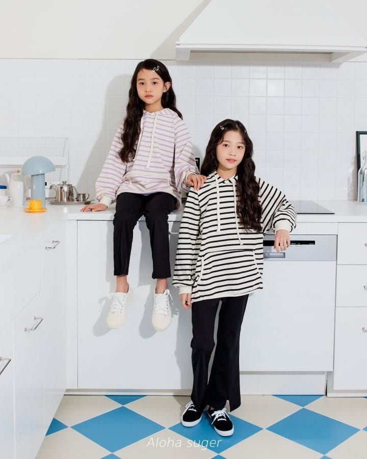 Aloha Suger - Korean Children Fashion - #childrensboutique - Stripes Hoody Long Tee - 7
