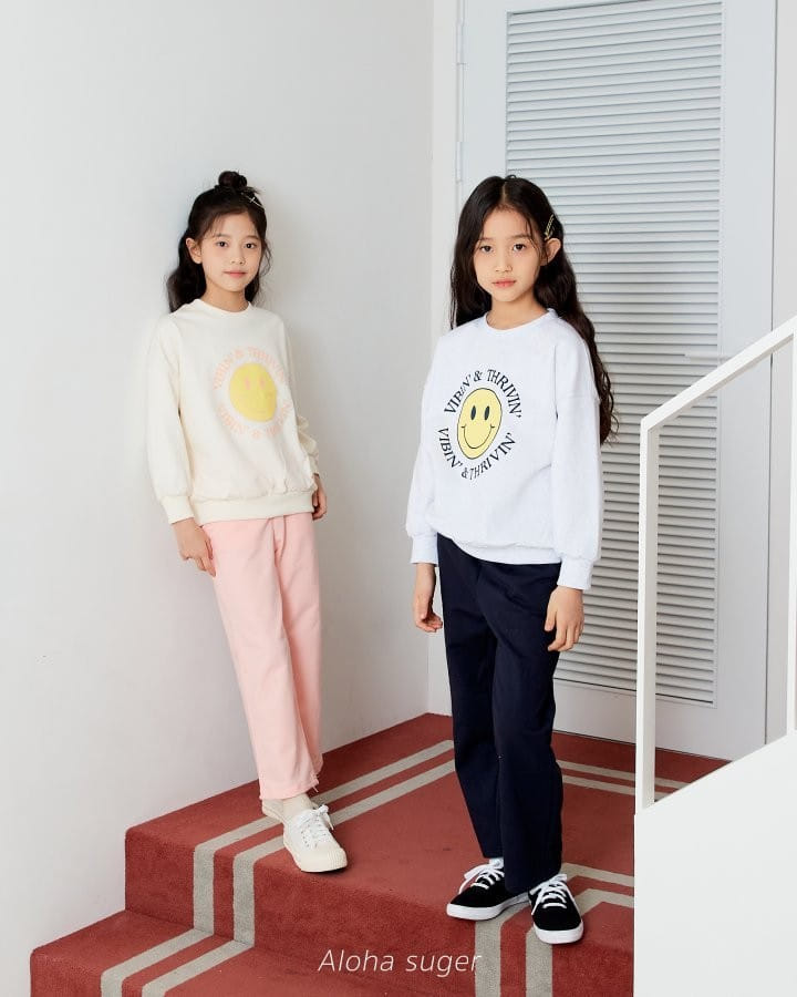 Aloha Suger - Korean Children Fashion - #childrensboutique - Smlie Top Bottom Set - 4
