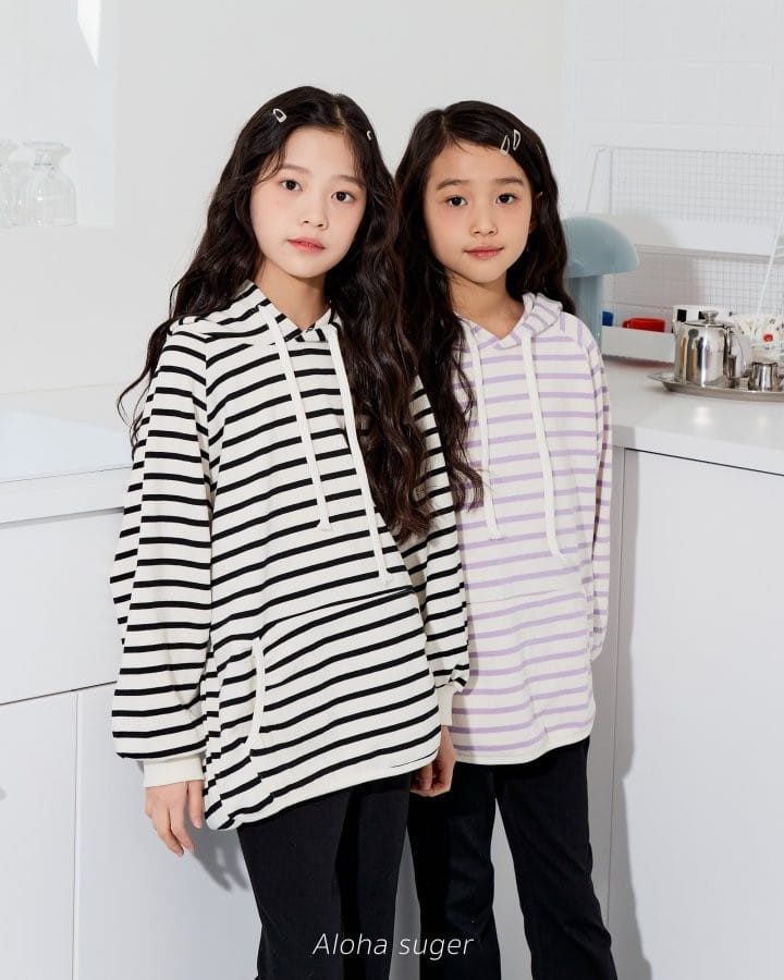 Aloha Suger - Korean Children Fashion - #discoveringself - Stripes Hoody Long Tee - 9