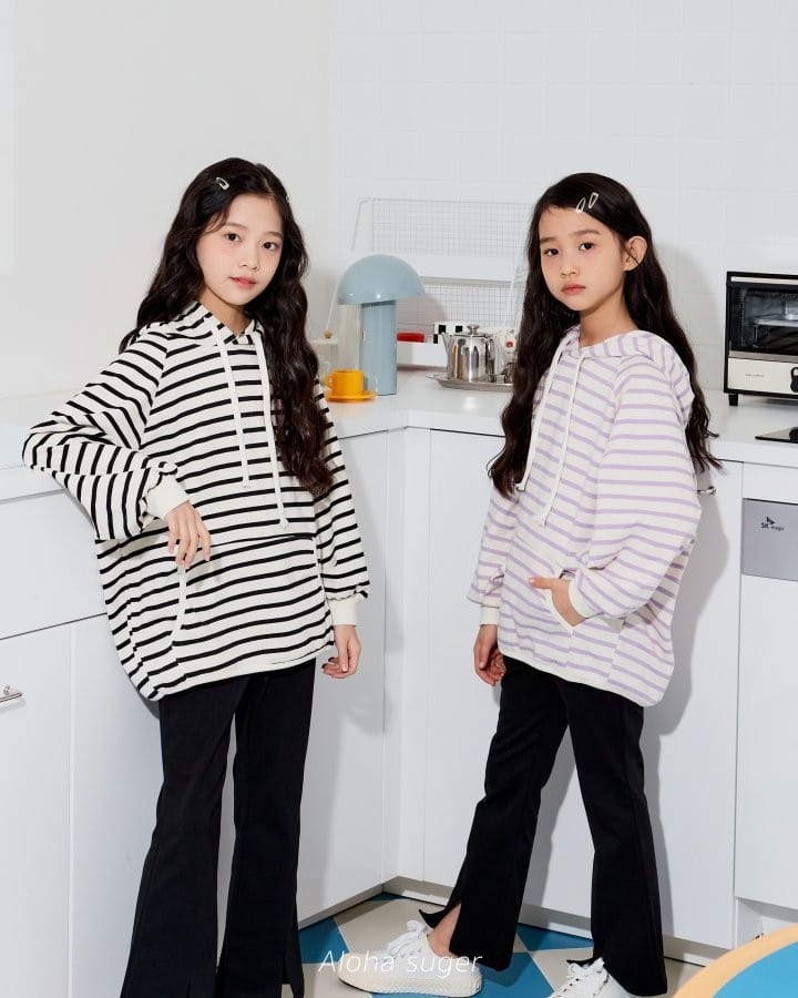 Aloha Suger - Korean Children Fashion - #fashionkids - Stripes Hoody Long Tee - 10