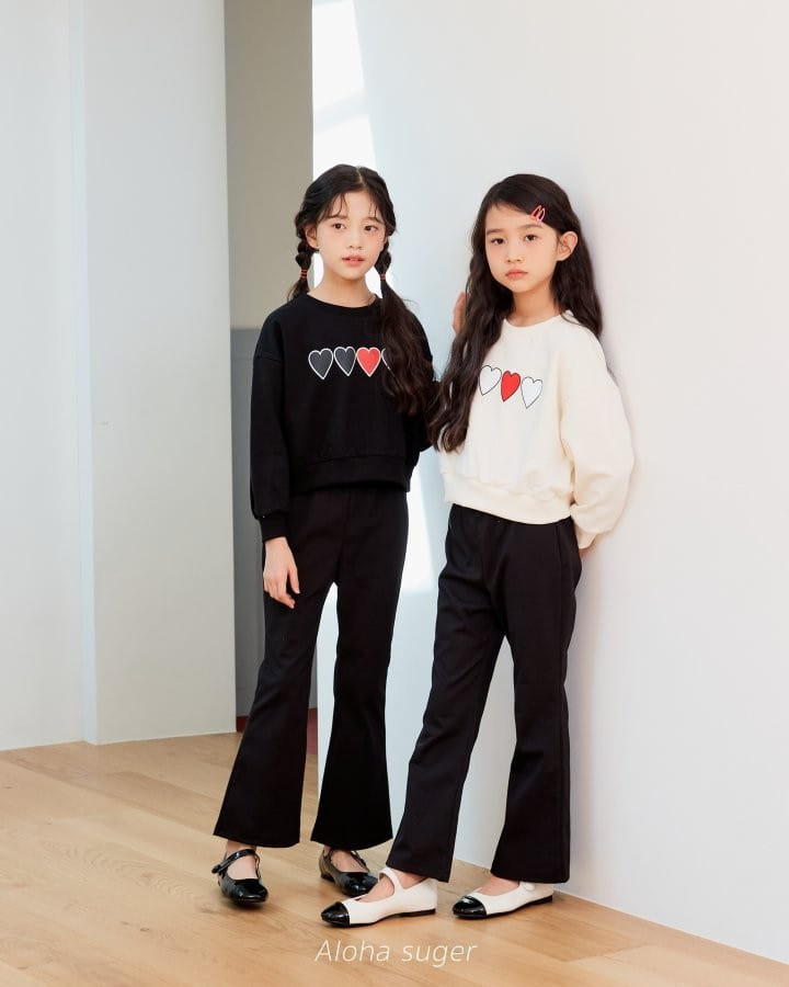 Aloha Suger - Korean Children Fashion - #kidsshorts - Heart Crop Sweatshirt - 6