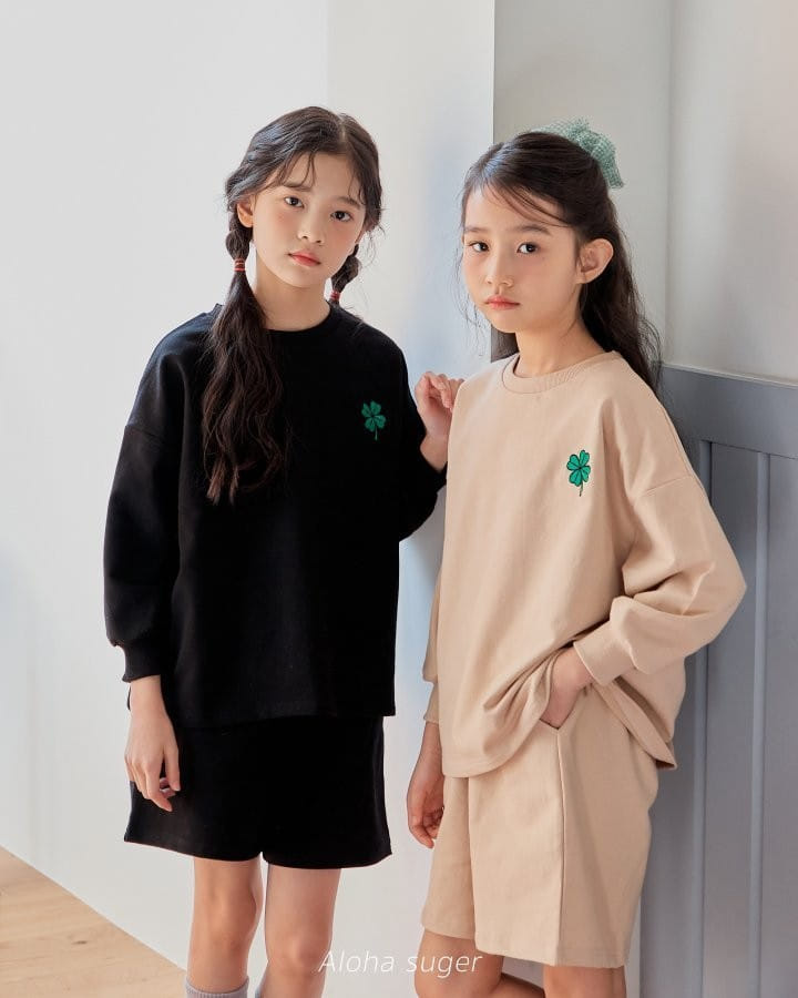 Aloha Suger - Korean Children Fashion - #kidsshorts - Clover Top Bottom Set - 2