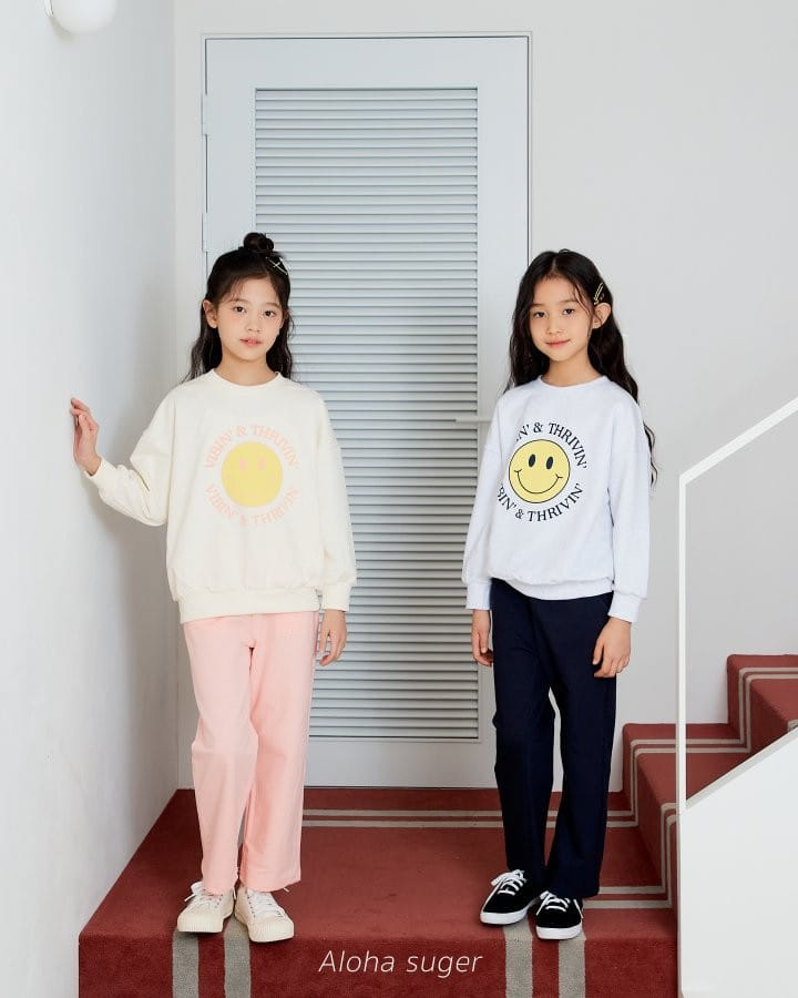 Aloha Suger - Korean Children Fashion - #kidsstore - Smlie Top Bottom Set - 8