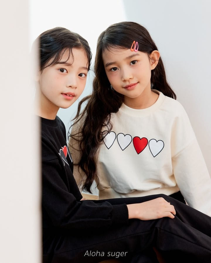 Aloha Suger - Korean Children Fashion - #kidsstore - Heart Crop Sweatshirt - 7