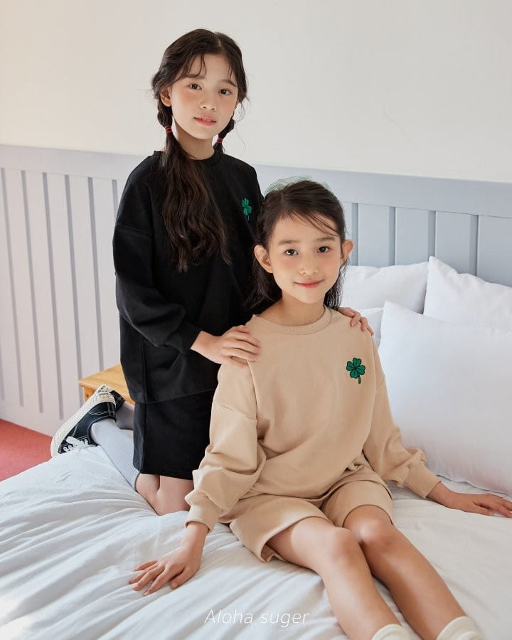 Aloha Suger - Korean Children Fashion - #kidsstore - Clover Top Bottom Set - 3