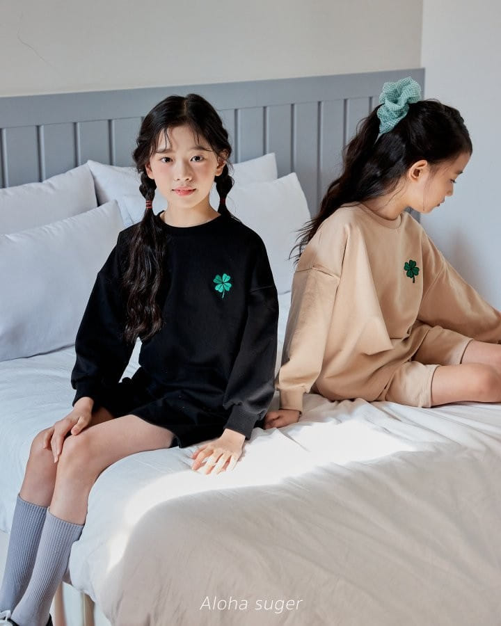 Aloha Suger - Korean Children Fashion - #kidsstore - Clover Top Bottom Set - 4