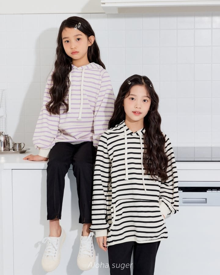 Aloha Suger - Korean Children Fashion - #littlefashionista - Stripes Hoody Long Tee