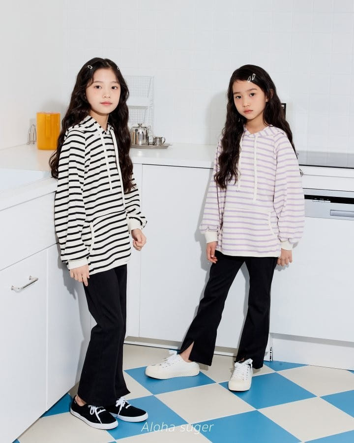 Aloha Suger - Korean Children Fashion - #magicofchildhood - Stripes Hoody Long Tee - 2