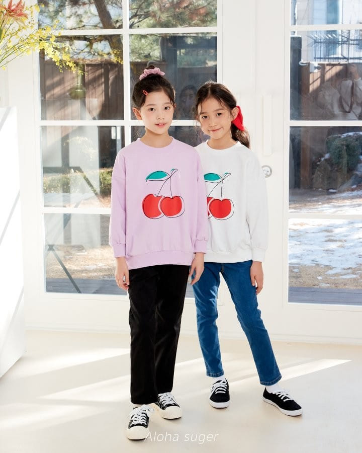 Aloha Suger - Korean Children Fashion - #stylishchildhood - Cherry Sweatshirt - 8