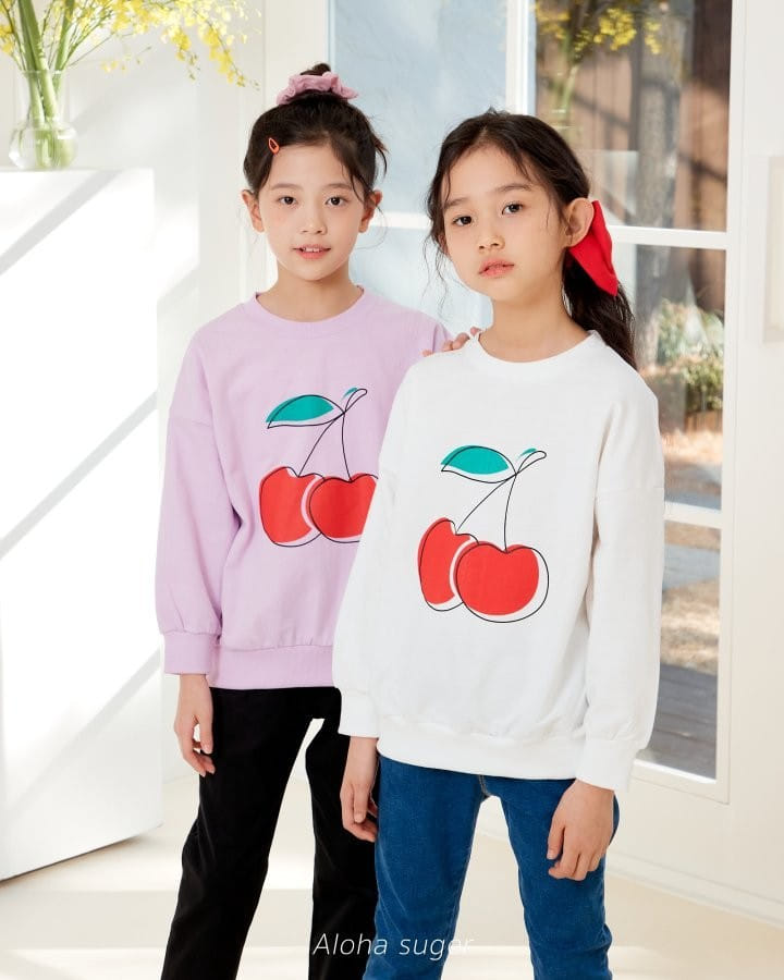 Aloha Suger - Korean Children Fashion - #todddlerfashion - Cherry Sweatshirt - 6