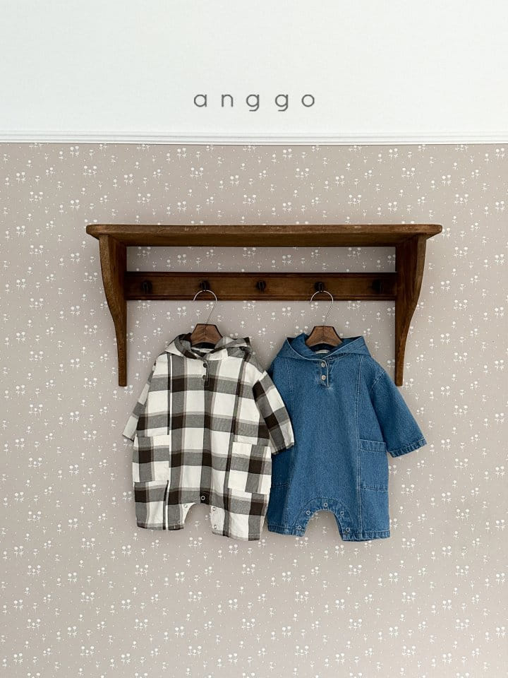 Anggo - Korean Baby Fashion - #babyoutfit - Checks Choco Bodysuit - 4
