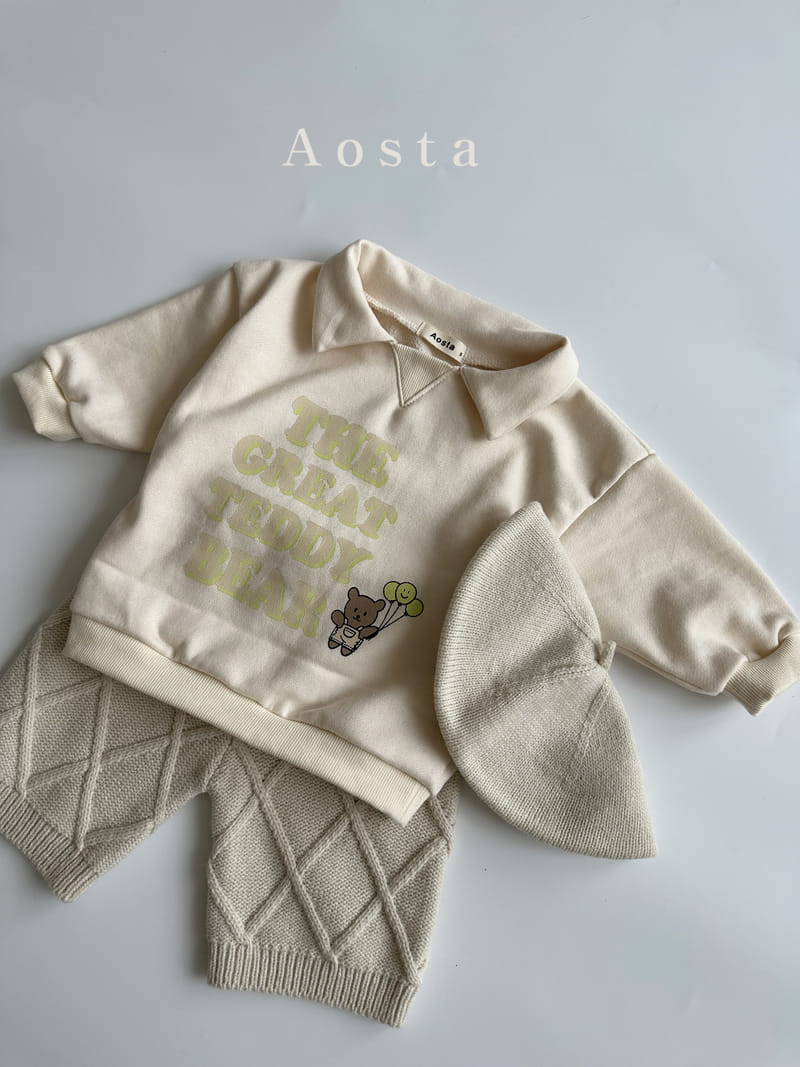 Aosta - Korean Children Fashion - #kidsshorts - Collar Bear Sweatshirt - 11