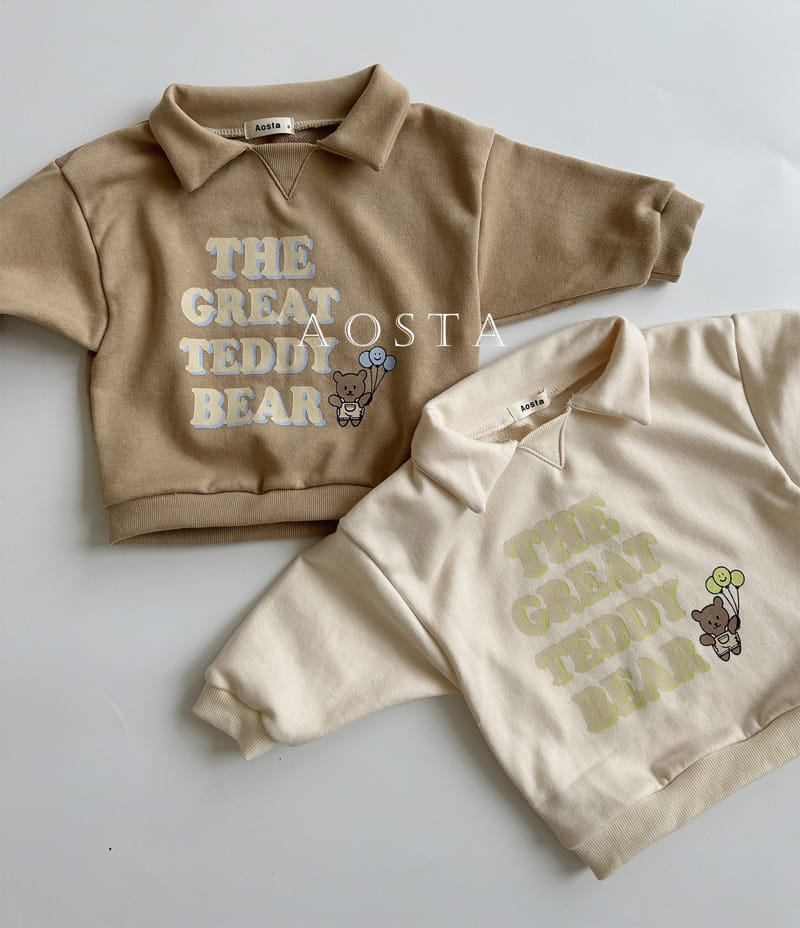 Aosta - Korean Children Fashion - #littlefashionista - Collar Bear Sweatshirt
