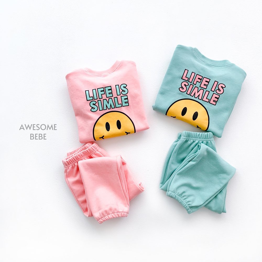 Awesome Bebe - Korean Children Fashion - #Kfashion4kids - Smile Top Bottom Set - 3