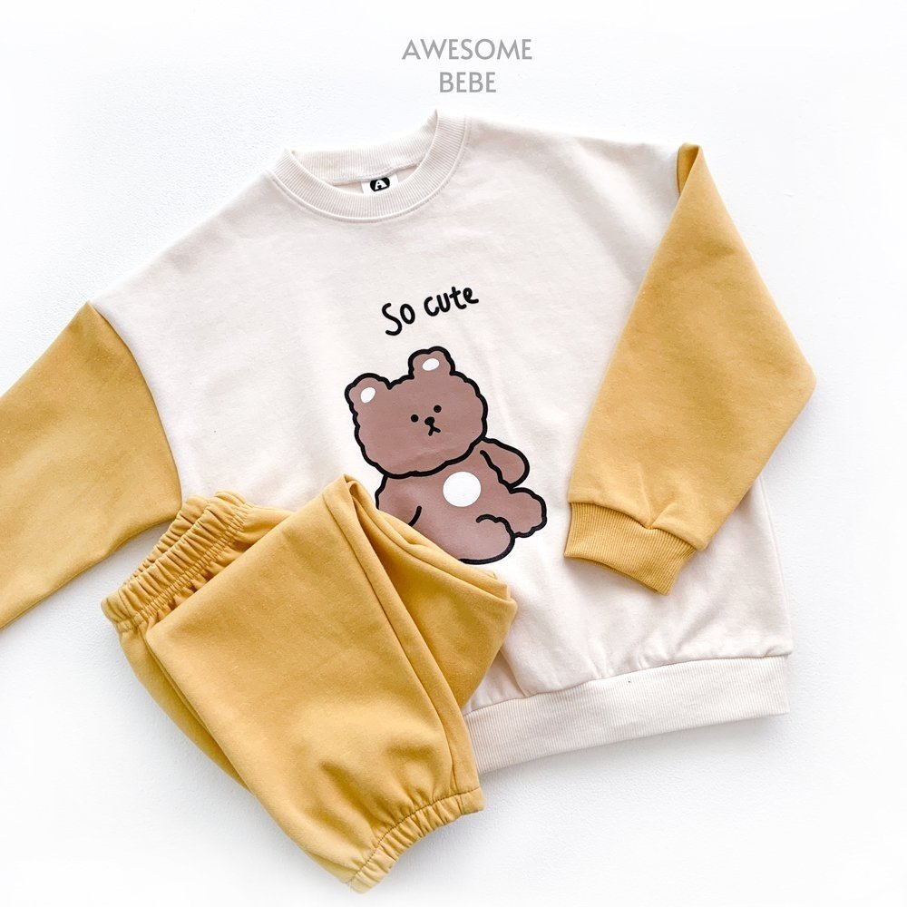 Awesome Bebe - Korean Children Fashion - #designkidswear - Cube Bear Top Bottom Set - 7