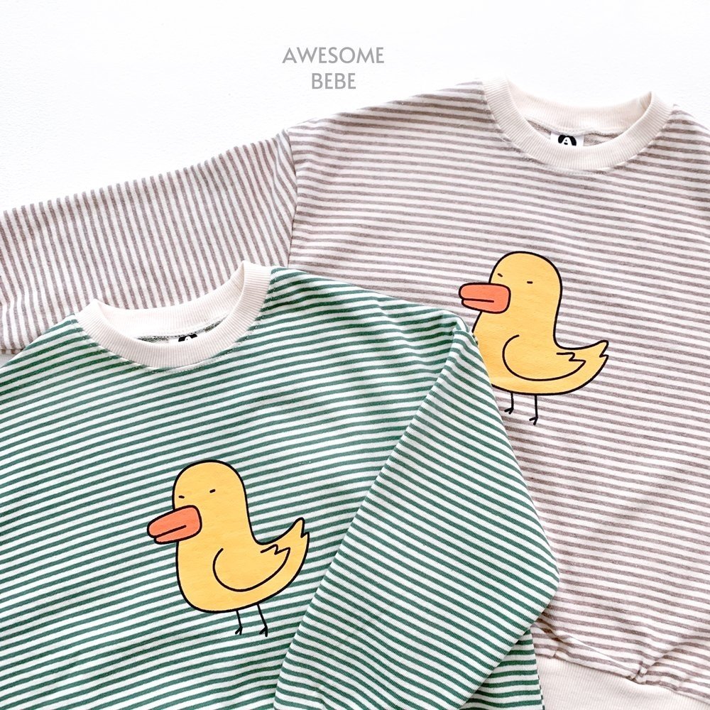 Awesome Bebe - Korean Children Fashion - #kidsstore - Duck Stripes Top Bottom Set - 10
