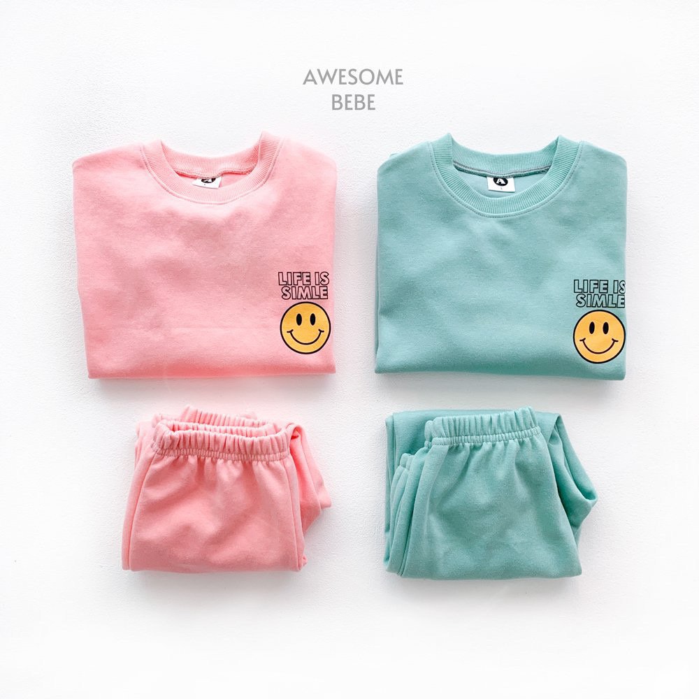 Awesome Bebe - Korean Children Fashion - #kidzfashiontrend - Smile Top Bottom Set - 2