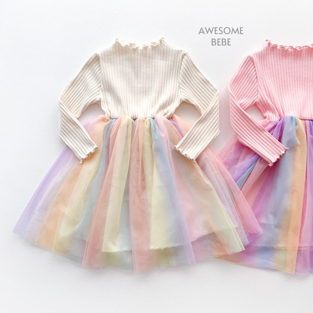 Awesome Bebe - Korean Children Fashion - #magicofchildhood - Rainbow Sha One-piece