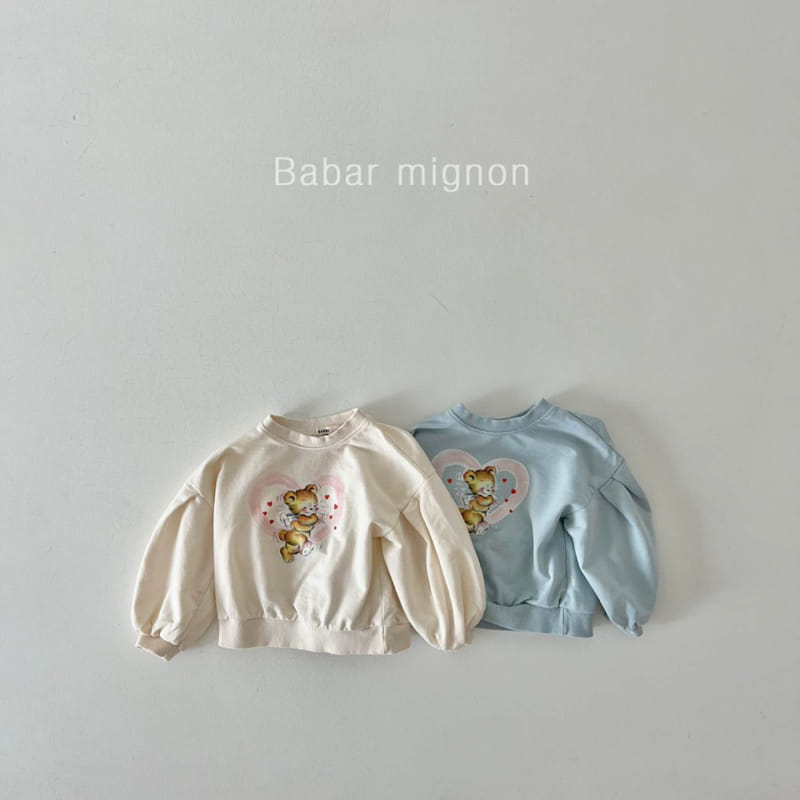 Babar Mignon - Korean Children Fashion - #kidsshorts - Heart Bear Sweatshirt