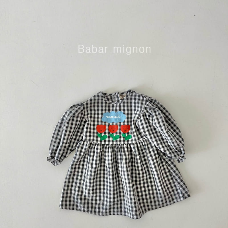 Babar Mignon - Korean Children Fashion - #kidzfashiontrend - Tulip Check One-piece - 7