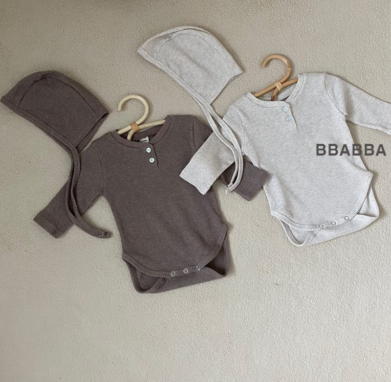 Bbabba - Korean Baby Fashion - #babyoutfit - Waffle Bonnet Bodysuit - 4