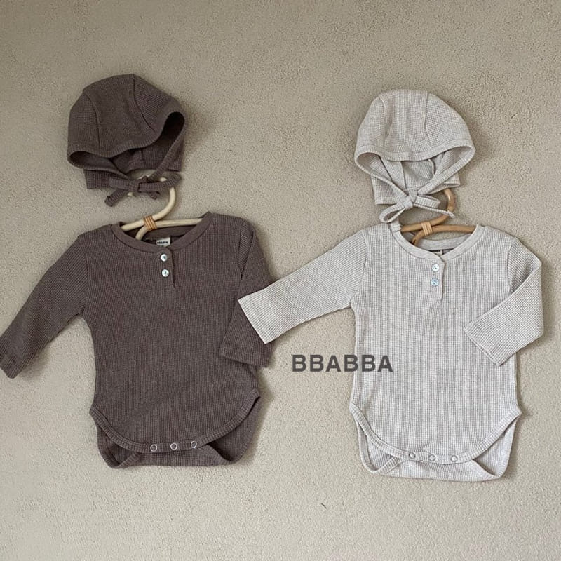 Bbabba - Korean Baby Fashion - #babywear - Waffle Bonnet Bodysuit - 5