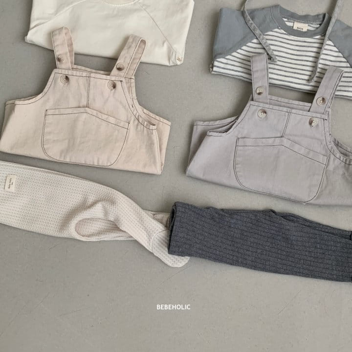 Bebe Holic - Korean Baby Fashion - #babyboutique - Chino Dungarees Bodysuit - 3