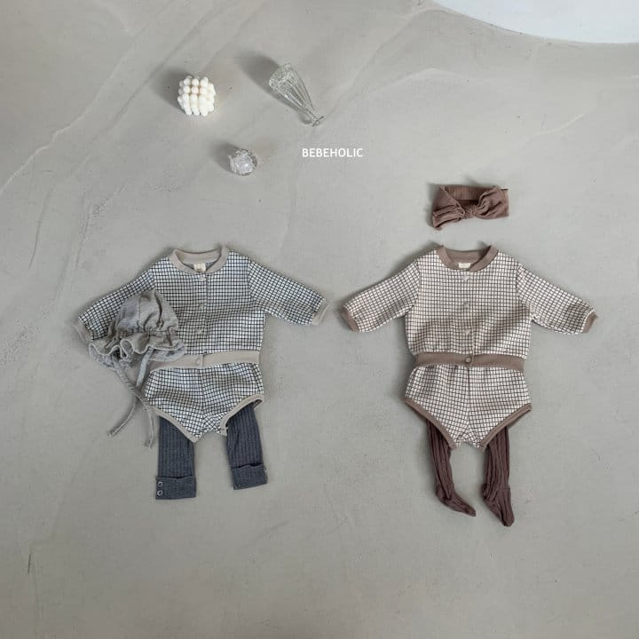 Bebe Holic - Korean Baby Fashion - #babyboutique - Check Cardigan Set