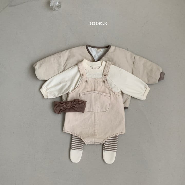 Bebe Holic - Korean Baby Fashion - #babyboutique - Chino Dungarees Bodysuit - 4