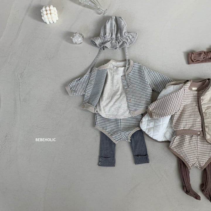 Bebe Holic - Korean Baby Fashion - #babyboutiqueclothing - Check Cardigan Set - 2
