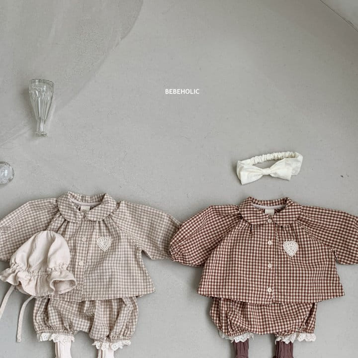 Bebe Holic - Korean Baby Fashion - #babyboutiqueclothing - Heart Check Top Bottom Set