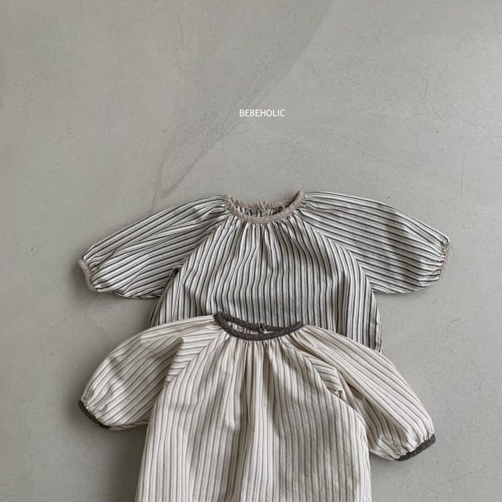 Bebe Holic - Korean Baby Fashion - #babyclothing - Barnie Stripes Bodysuit - 5