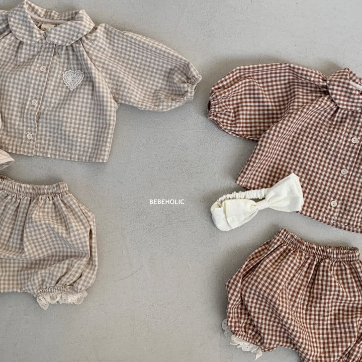 Bebe Holic - Korean Baby Fashion - #babyclothing - Heart Check Top Bottom Set - 2