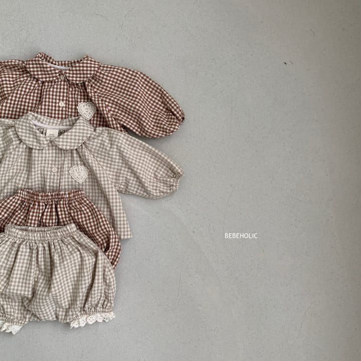 Bebe Holic - Korean Baby Fashion - #babyootd - Heart Check Top Bottom Set - 8