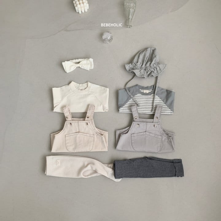 Bebe Holic - Korean Baby Fashion - #smilingbaby - Chino Dungarees Bodysuit - 2