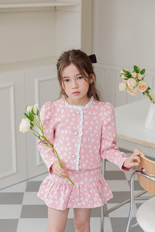 Berry Berry - Korean Children Fashion - #kidzfashiontrend - Heart Cardigan Skirt Set - 4