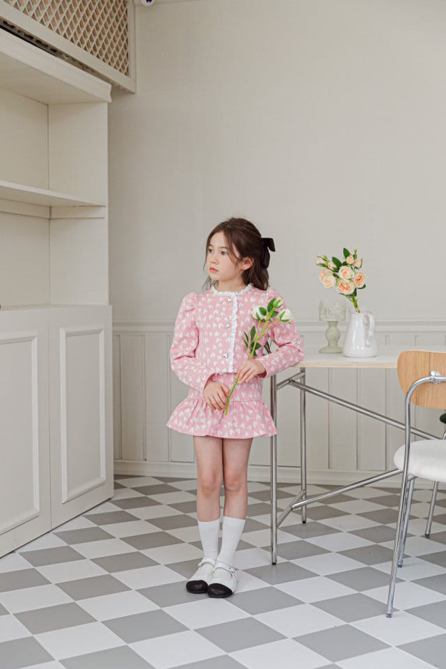 Berry Berry - Korean Children Fashion - #childrensboutique - Heart Cardigan Skirt Set - 11