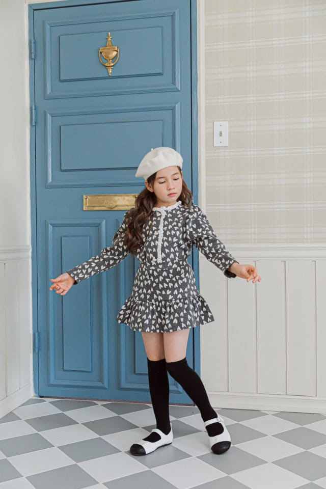 Berry Berry - Korean Children Fashion - #designkidswear - Heart Cardigan Skirt Set - 12