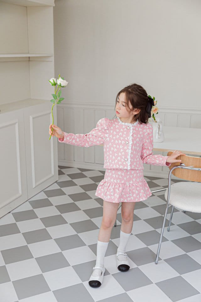 Berry Berry - Korean Children Fashion - #prettylittlegirls - Heart Cardigan Skirt Set - 8