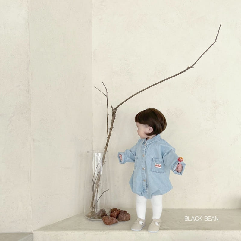 Black Bean - Korean Baby Fashion - #babyboutique - Collar Denim Bodysuit