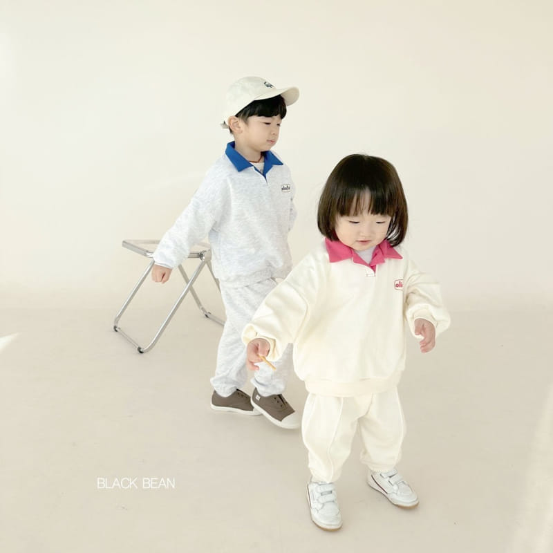 Black Bean - Korean Children Fashion - #childrensboutique - Collar Color Top Bottom Set - 6