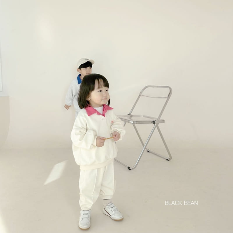 Black Bean - Korean Children Fashion - #fashionkids - Collar Color Top Bottom Set - 9