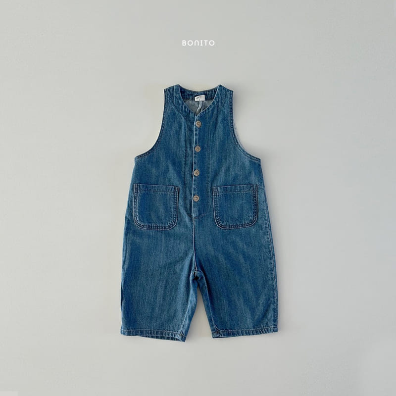 Bonito - Korean Baby Fashion - #babyboutique - Denim Sleeveless Overalls